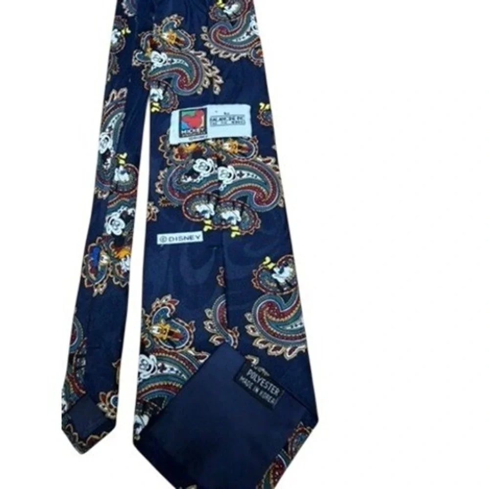 Disney Mickey Mouse Paisley Necktie Blue Polyester Men 